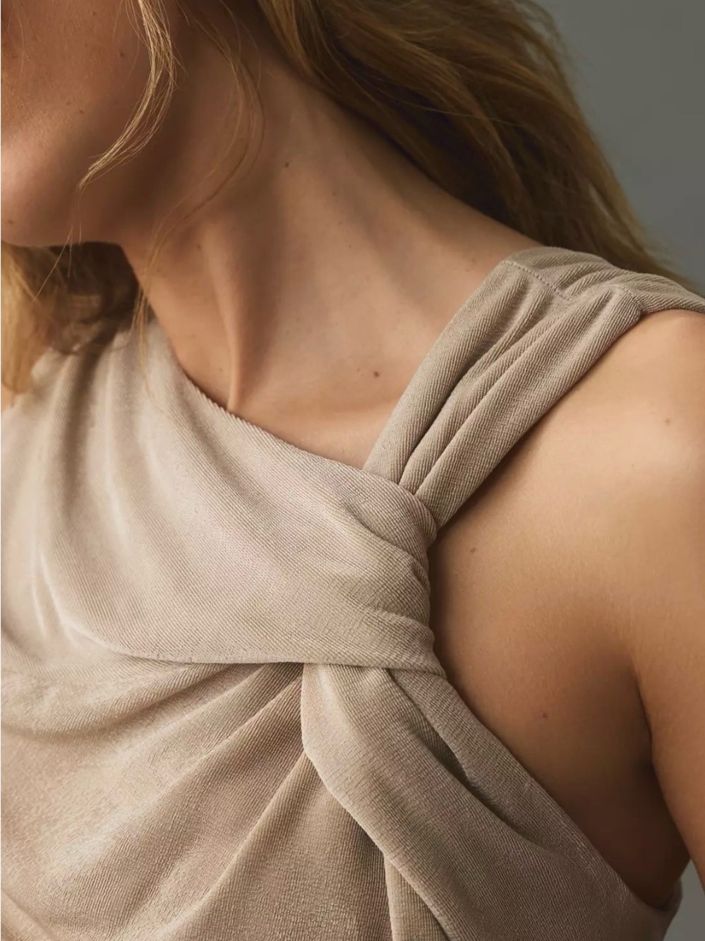 Anthropologie Sunday in Brooklyn Date Night Twist Tank Tan Shimmer Size XL - Picture 4 of 9